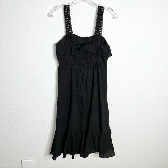 J. Crew Dress Women Size 2 Midi Black Eyelet Sleeveless Ruffled Lined AA - Picture 7 of 10